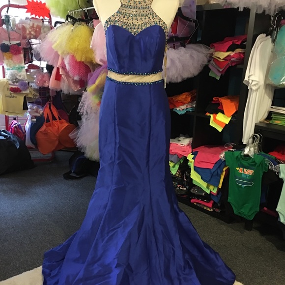 PROM Dress blue sequins - Picture 1 of 4